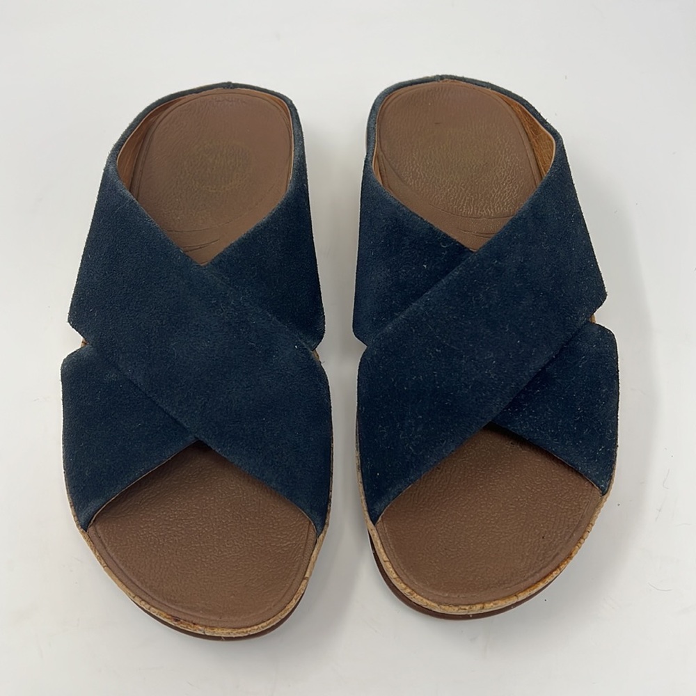 FitFlop Navy Suede Crisscross Slide Sandals